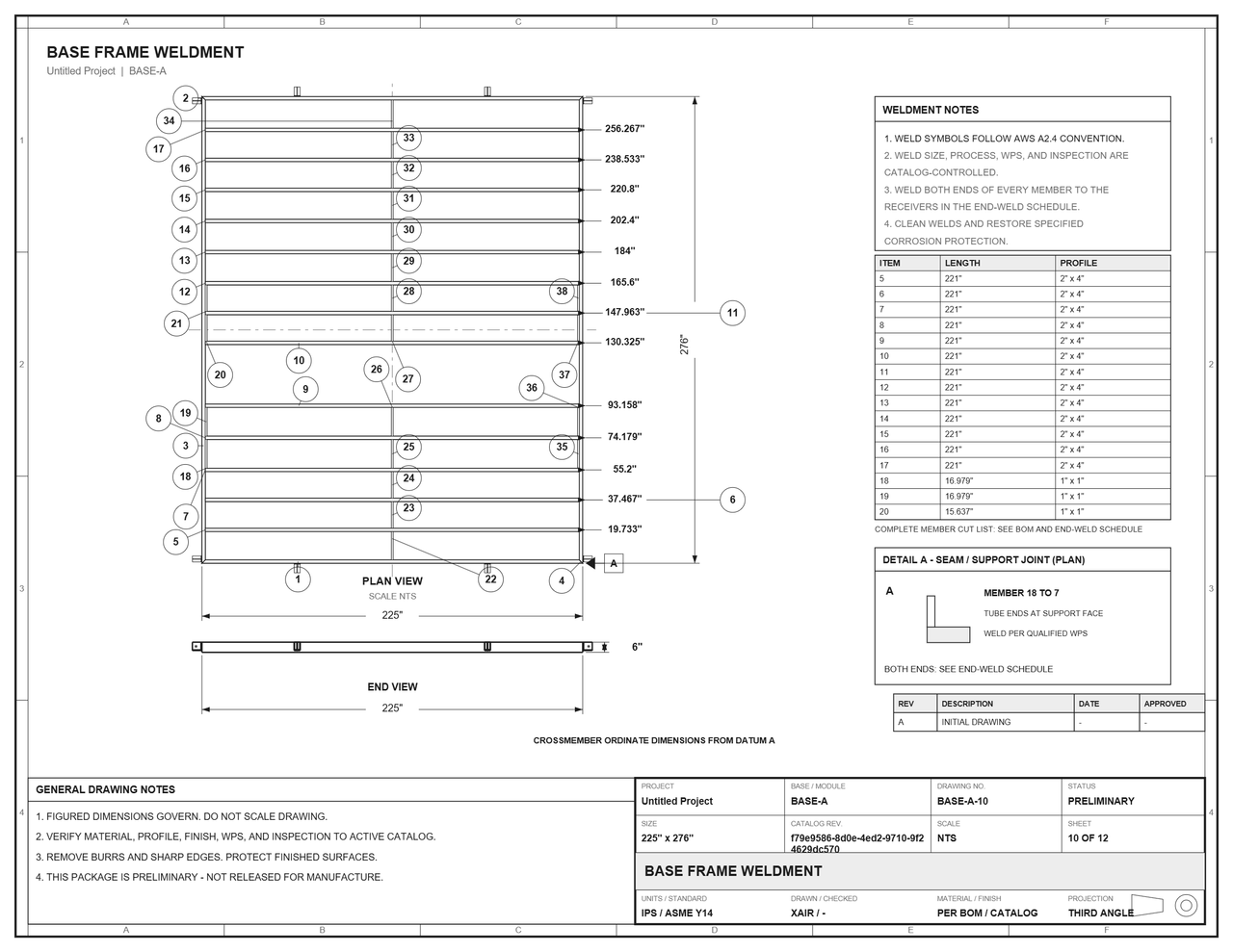 AHU base frame — XaiR demonstration drawing