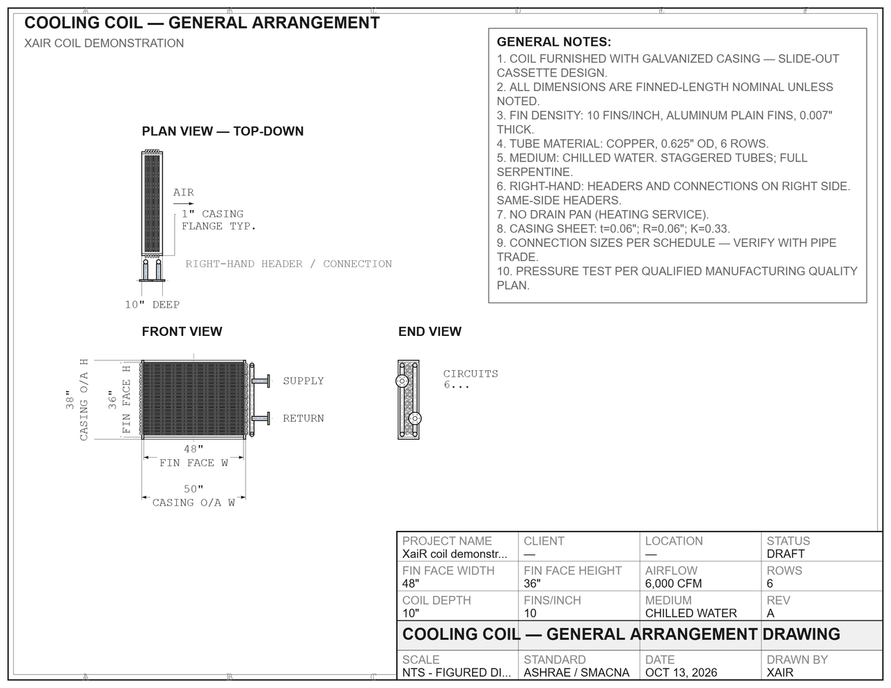 Coil general arrangement — XaiR demonstration drawing